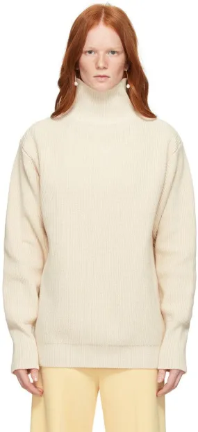 Jil Sander Off-White Cotton Turtleneck