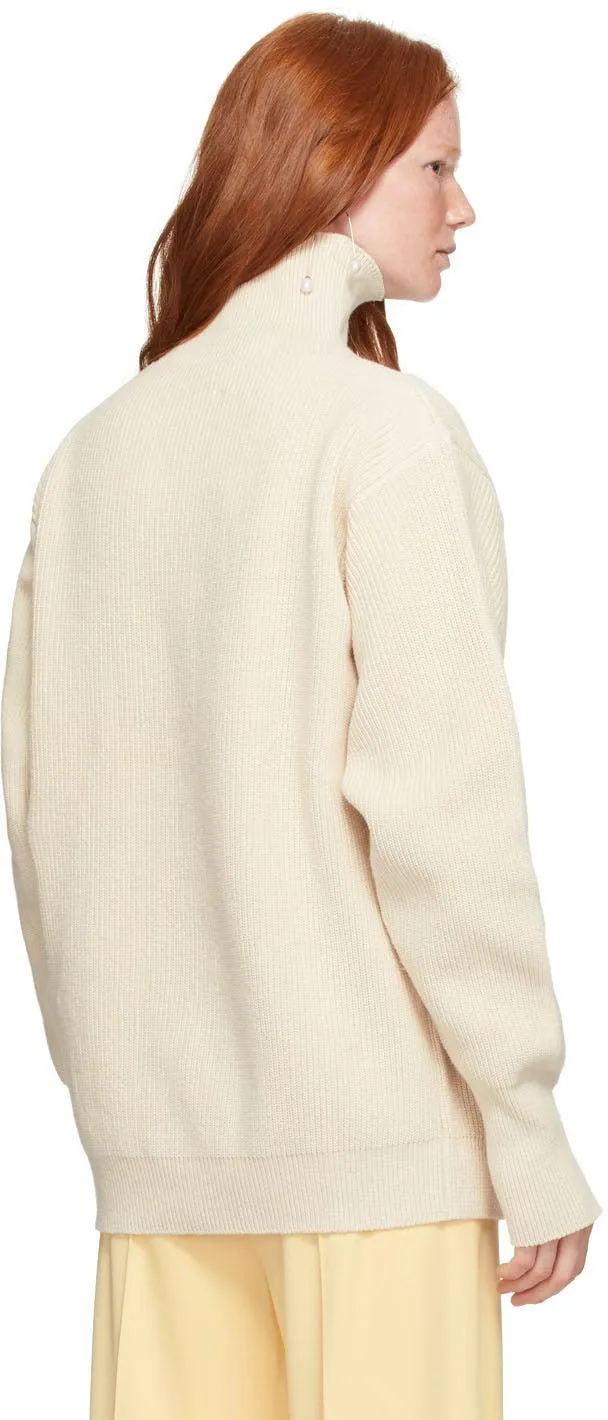 Jil Sander Off-White Cotton Turtleneck
