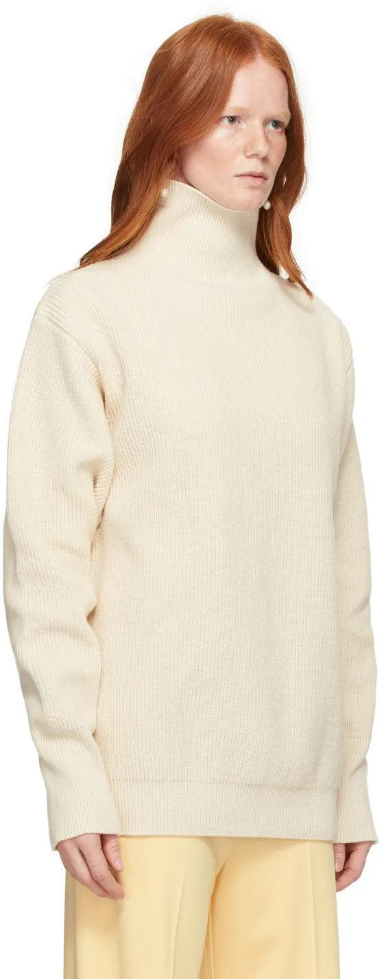 Jil Sander Off-White Cotton Turtleneck
