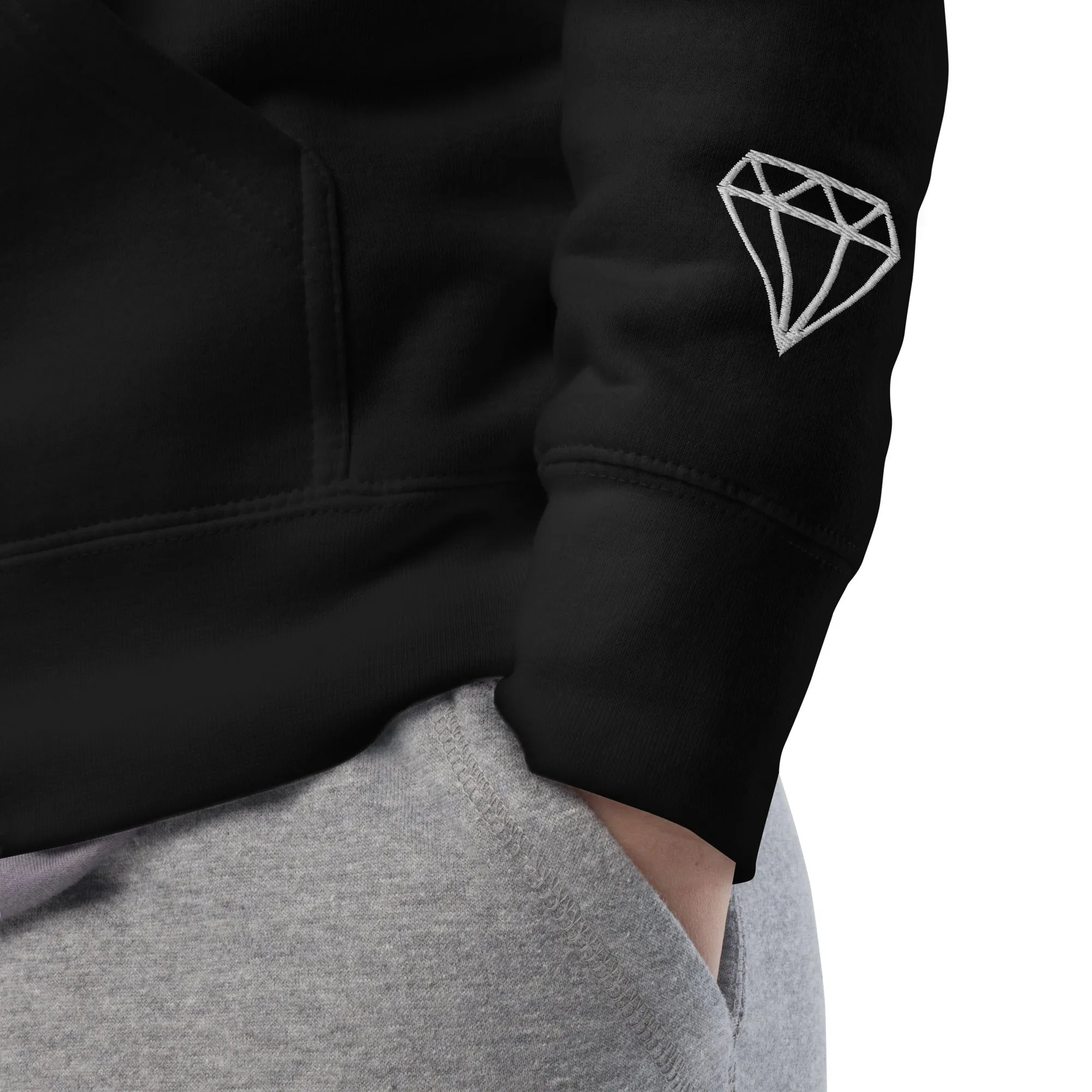 KGE Unlid White Embroidery Unisex Premium Hoodie