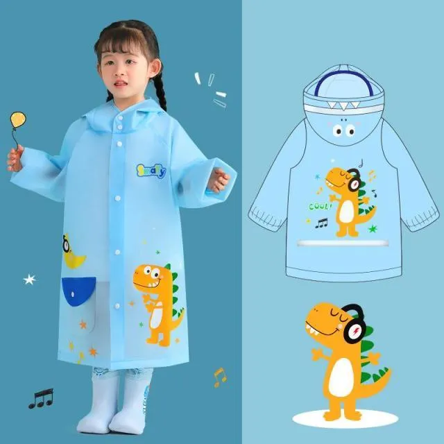 Kids Cartoon Print Raincoat