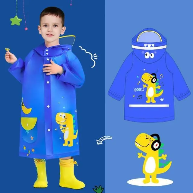 Kids Cartoon Print Raincoat
