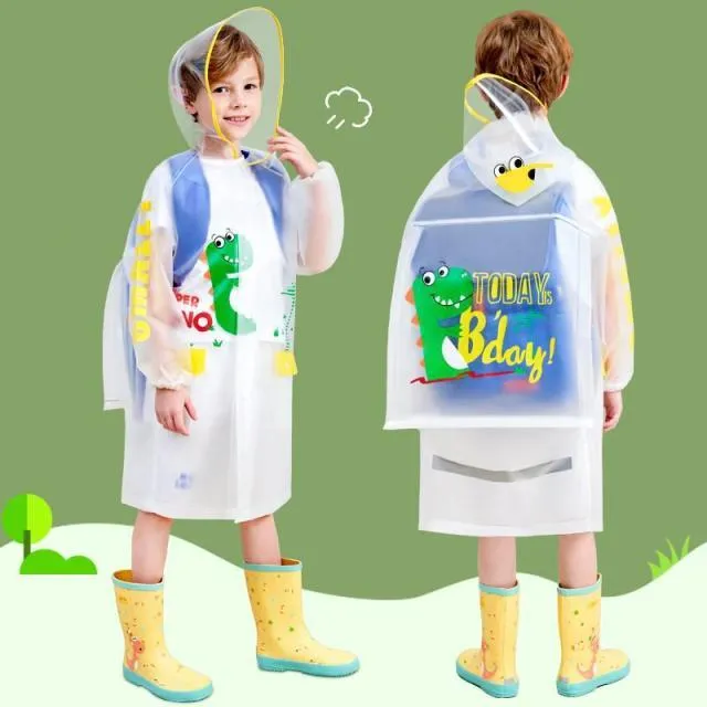 Kids Cartoon Print Raincoat