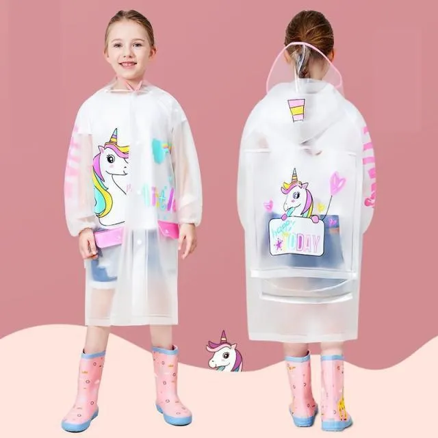 Kids Cartoon Print Raincoat