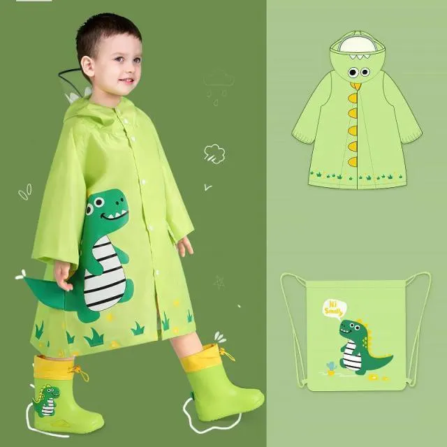 Kids Cartoon Print Raincoat
