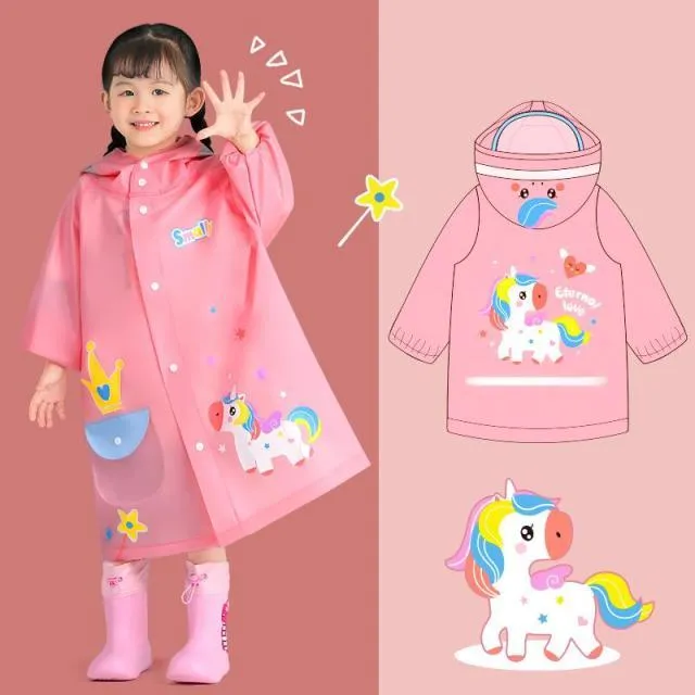 Kids Cartoon Print Raincoat