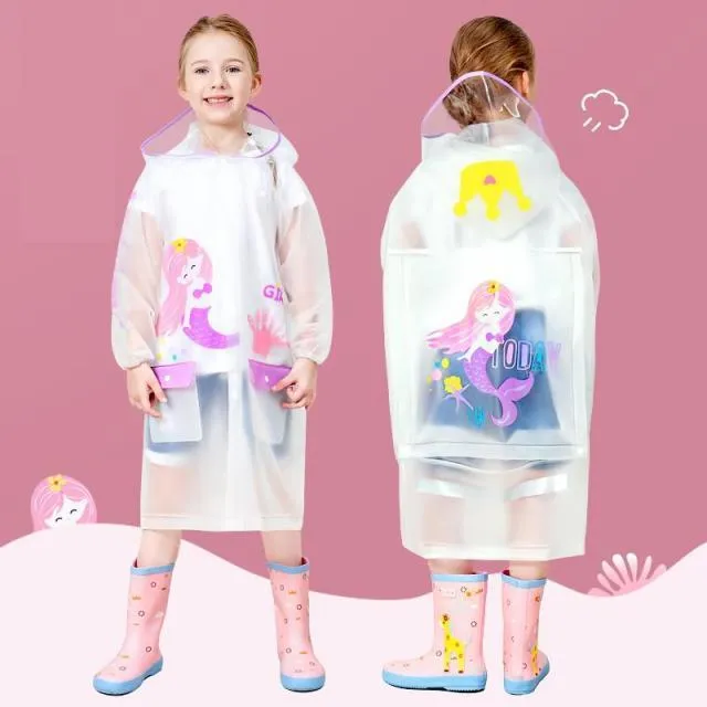 Kids Cartoon Print Raincoat
