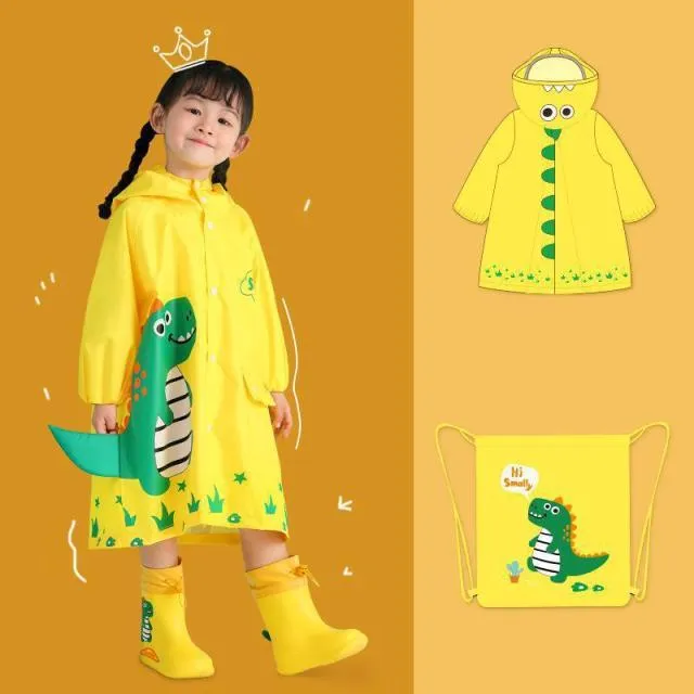 Kids Cartoon Print Raincoat