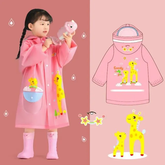 Kids Cartoon Print Raincoat