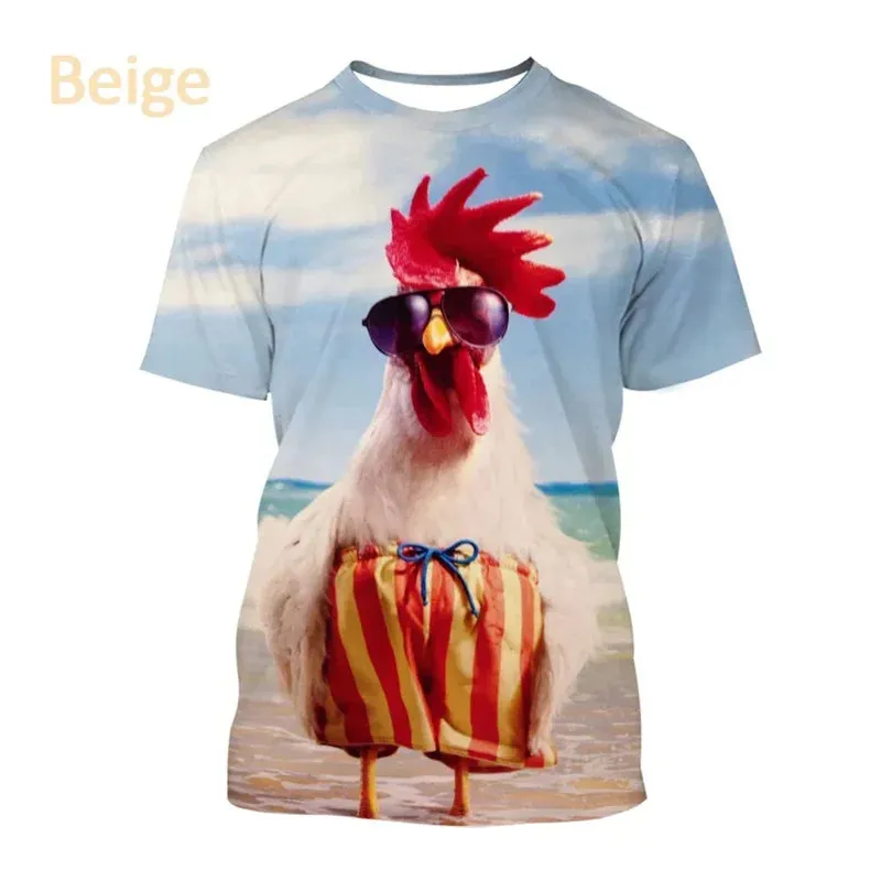 Kids size Chicken T Round Neck Short-Sleeve Loose.