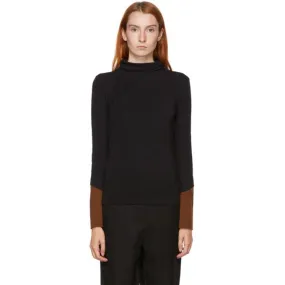 Kim Matin Black and Brown Colorblock Turtleneck