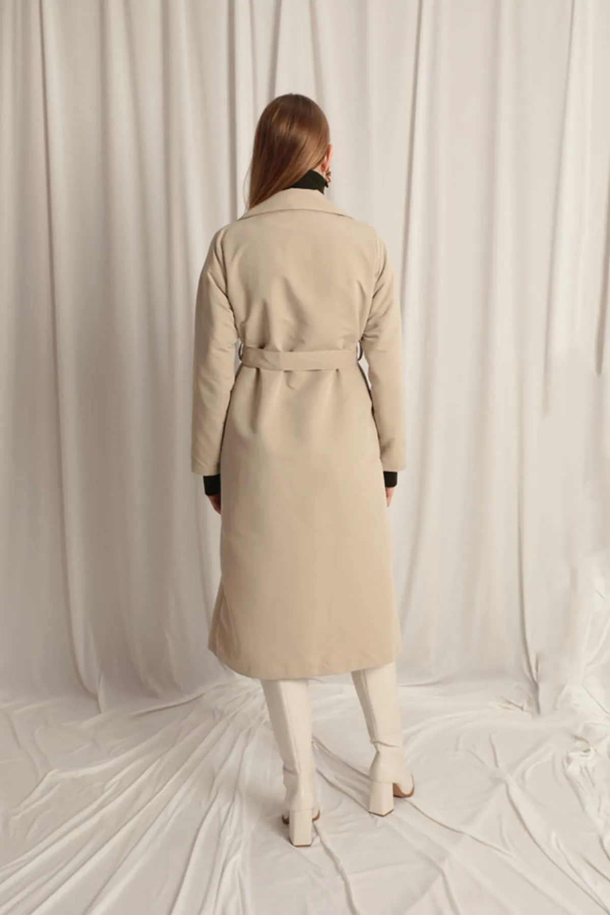 KKT Torino Fabric Liquid Proof Maxi Length Women's Stone TrenchCoat - East Lansing