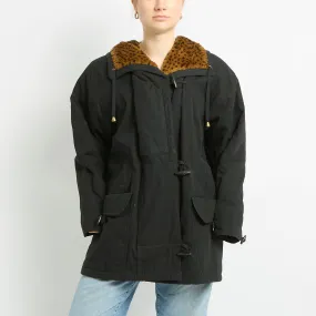 Leopard Lined Duffle Coat - UK 14