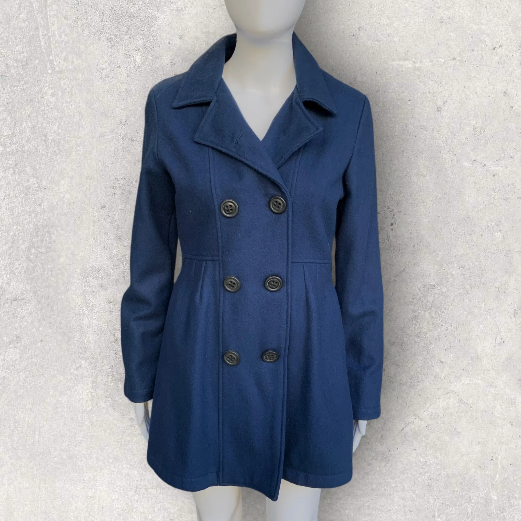 LEVI's Womens Size M Blue Double Breasted Pea Coat Wool Blend