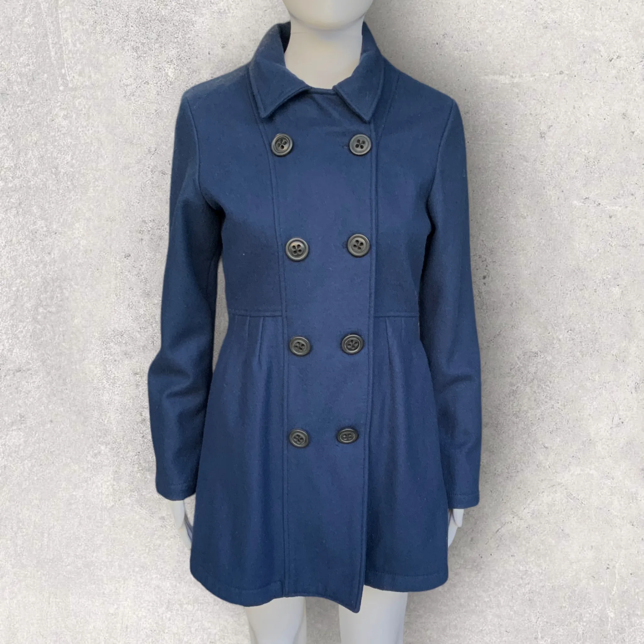 LEVI's Womens Size M Blue Double Breasted Pea Coat Wool Blend