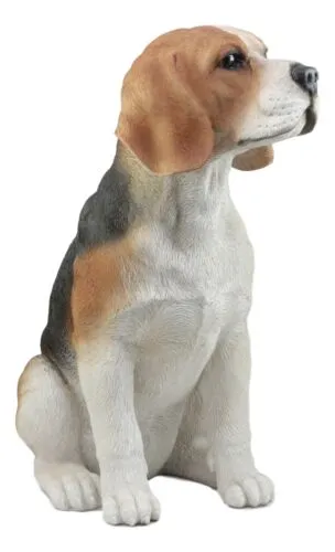 Lifelike Realistic Classic Tri Colored Beagle Dog Statue 14.5"H Pedigree Breed