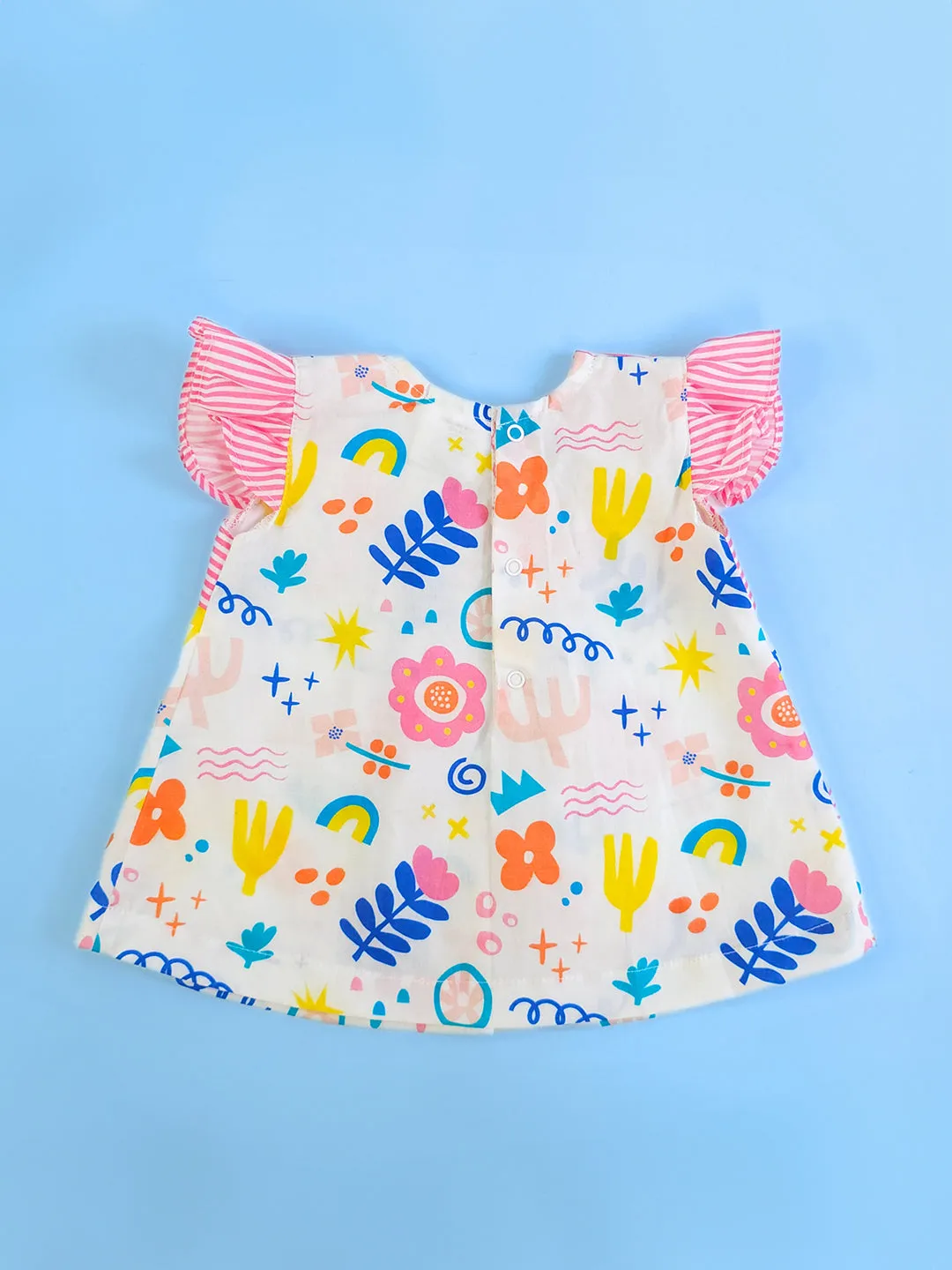 Lil Picasso - Organic Cotton Printed Baby Girl Pink Bow Dress