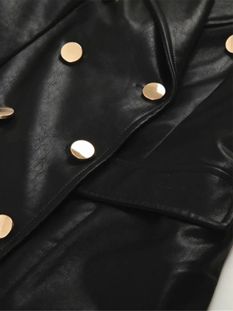 Long Faux Leather Trench Coat