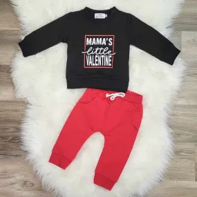 Mama's Little Valentine Baby Boy/Toddler Jogger Outfit Set