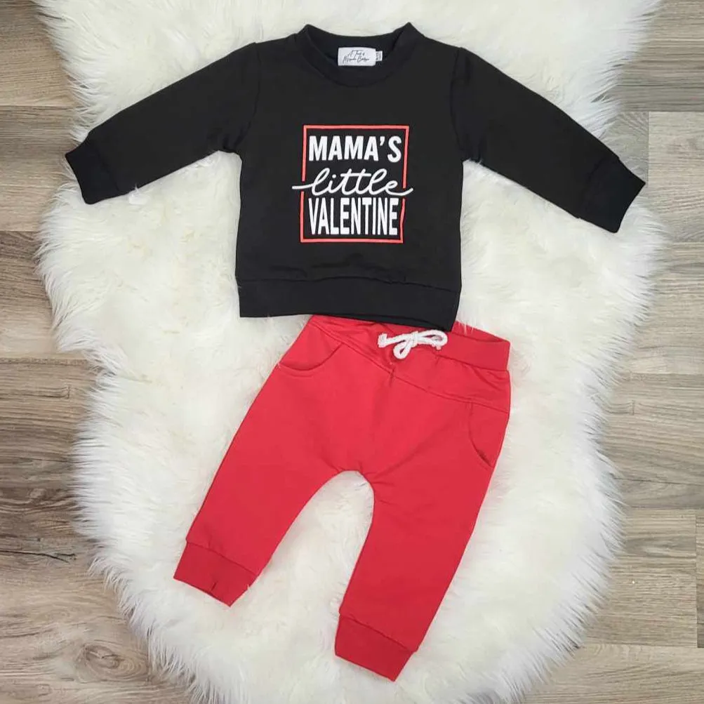 Mama's Little Valentine Baby Boy/Toddler Jogger Outfit Set