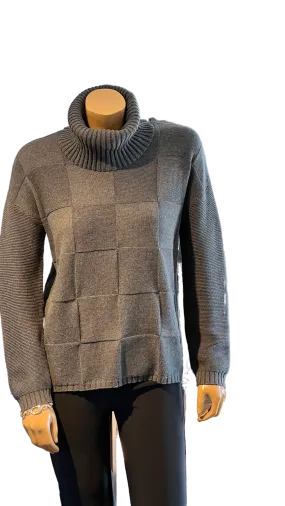Marble Super Soft Relaxed Fit Sweater with Detachable Neck Piece in Charcoal or Indigo