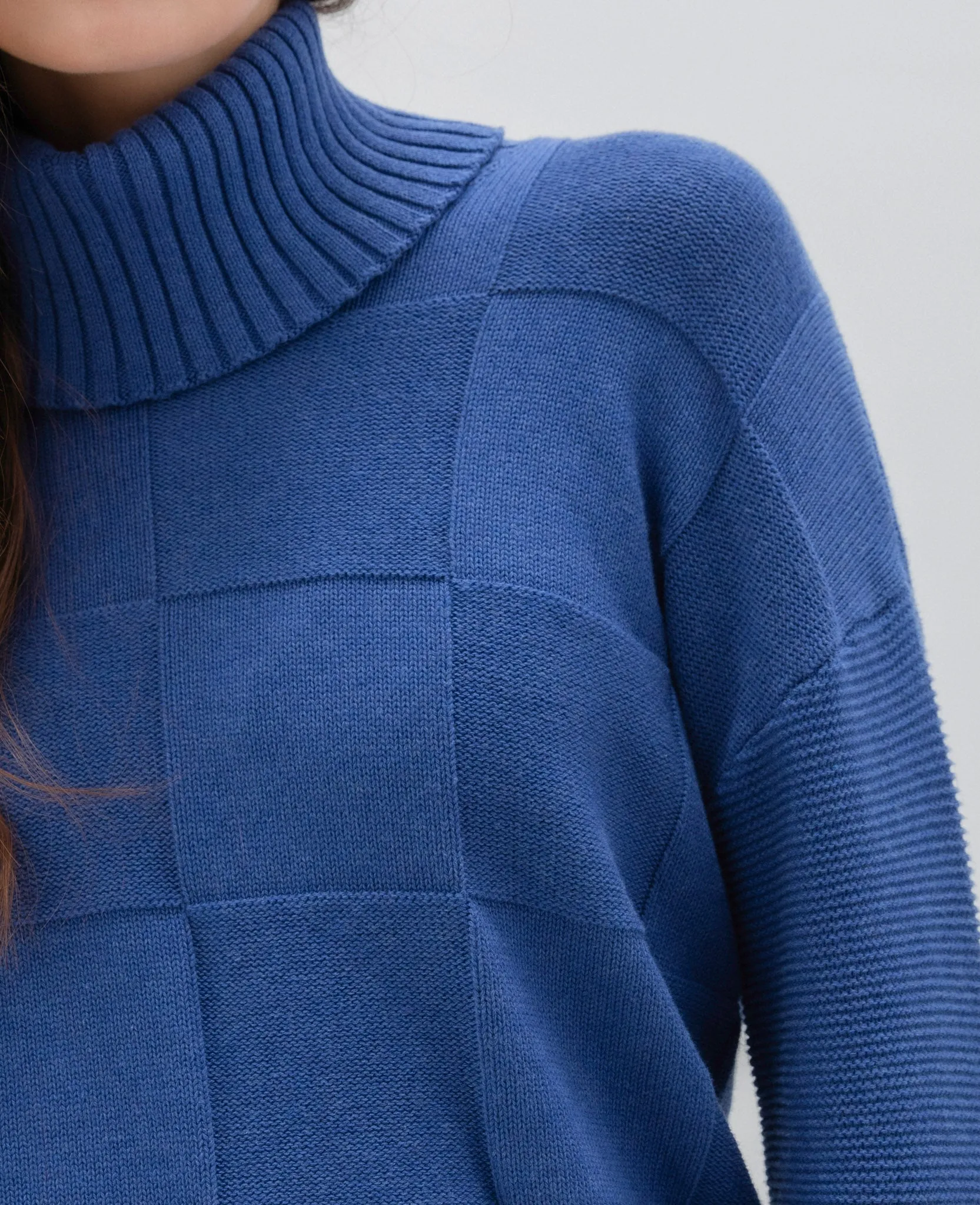Marble Super Soft Relaxed Fit Sweater with Detachable Neck Piece in Charcoal or Indigo
