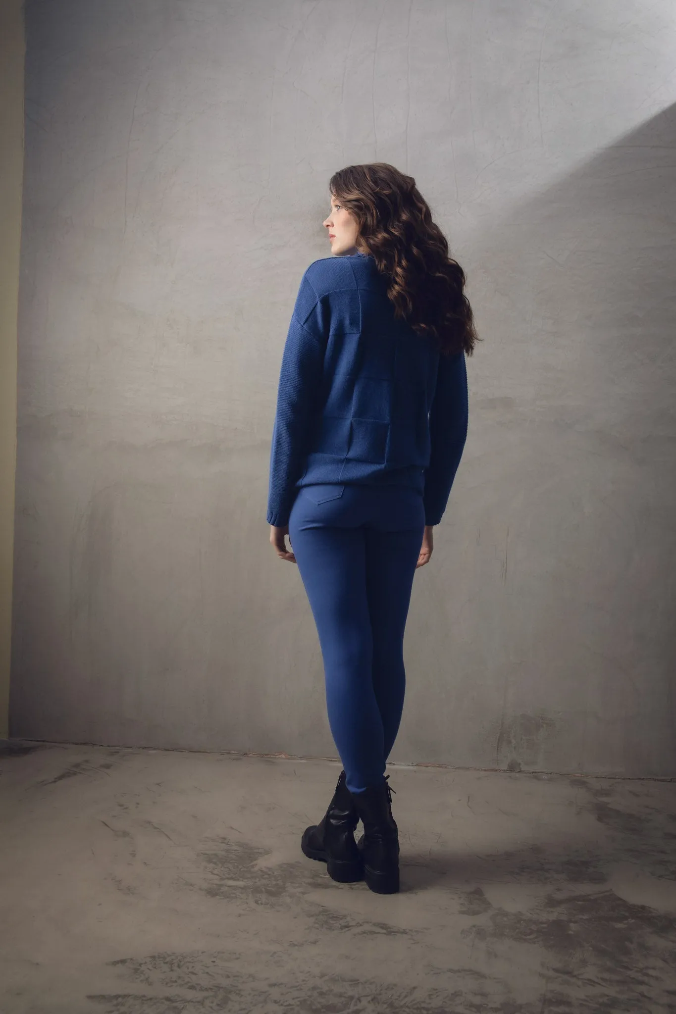 Marble Super Soft Relaxed Fit Sweater with Detachable Neck Piece in Charcoal or Indigo