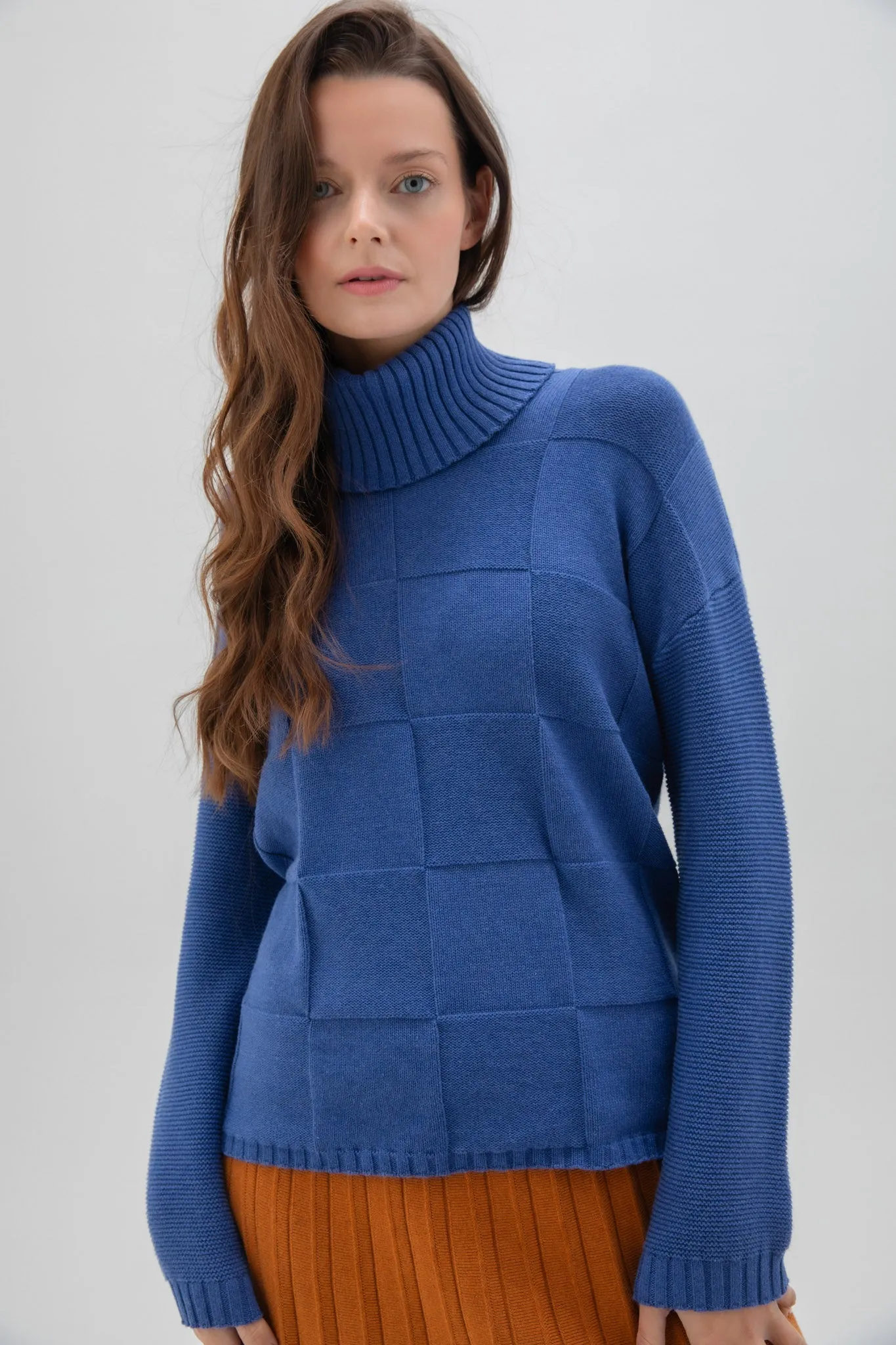 Marble Super Soft Relaxed Fit Sweater with Detachable Neck Piece in Charcoal or Indigo