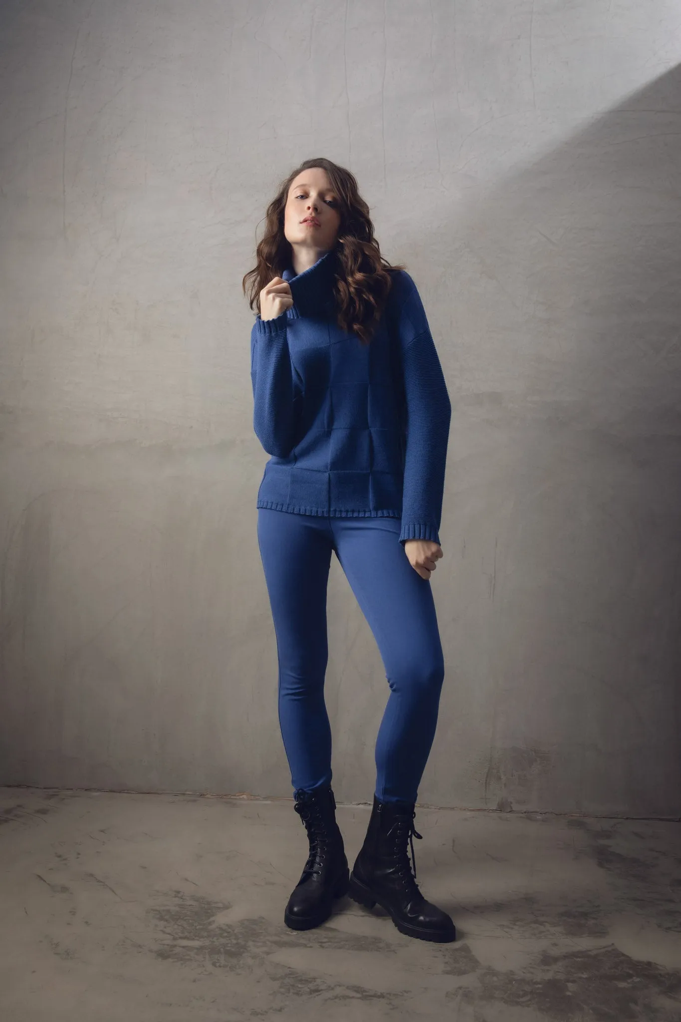 Marble Super Soft Relaxed Fit Sweater with Detachable Neck Piece in Charcoal or Indigo