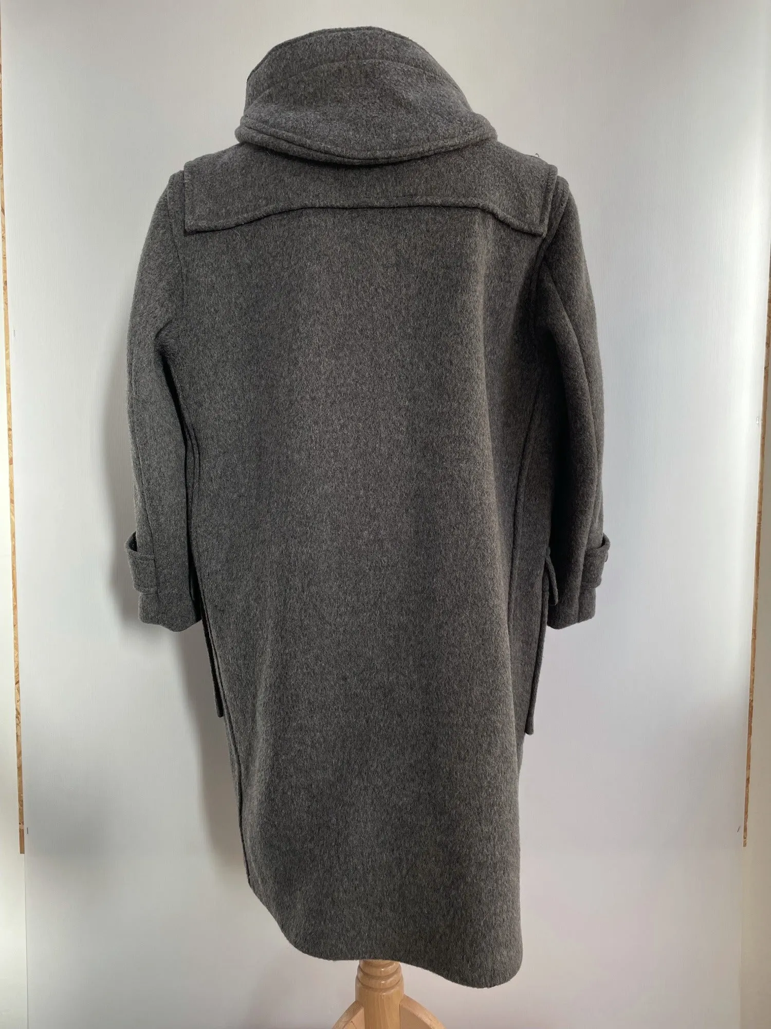 Mens Aquascutum Grey Wool Hooded Duffle Coat - Size Large
