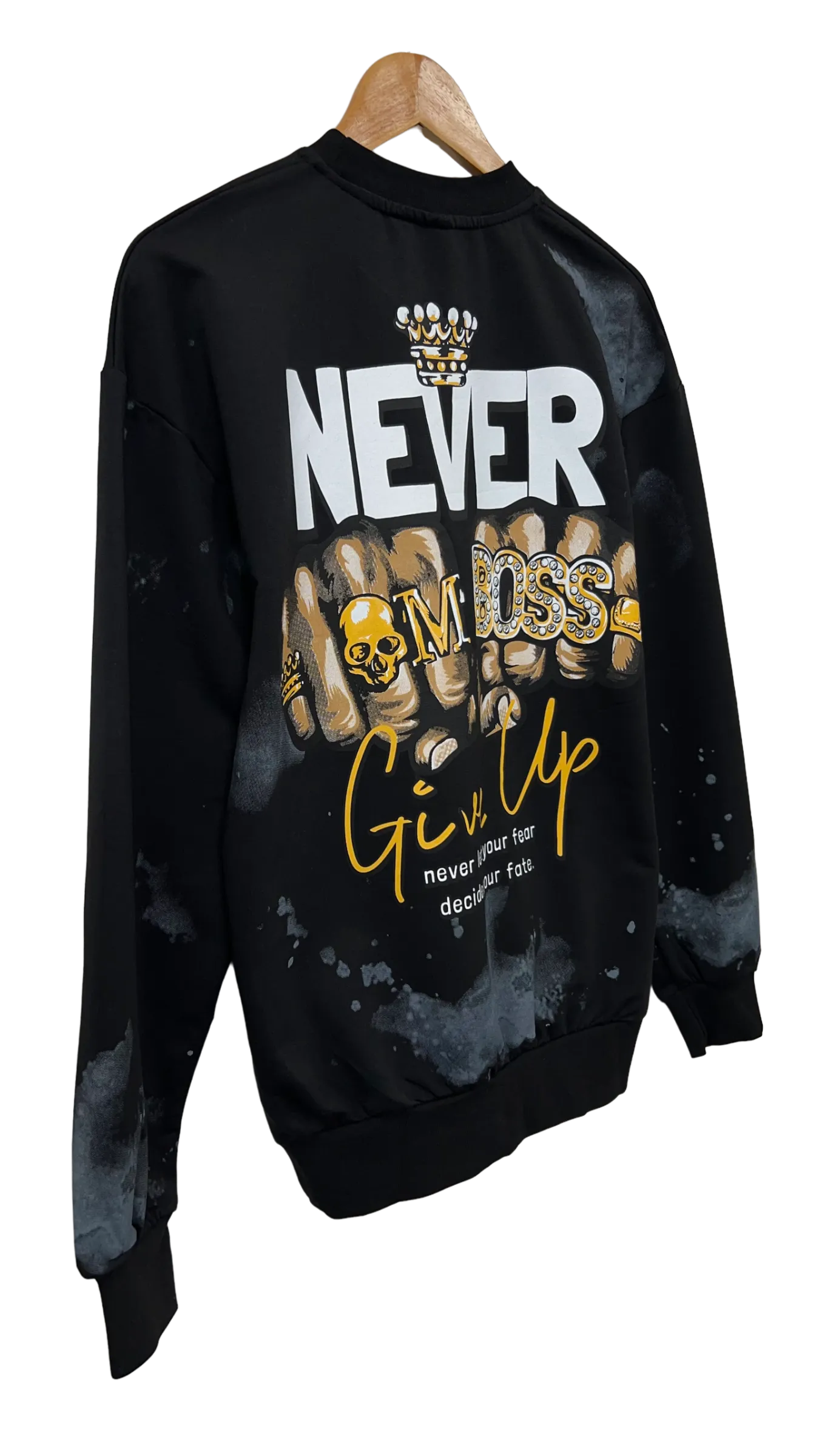 Men's Black Graphic Long Sleeves Sweatshirt Regular Fit