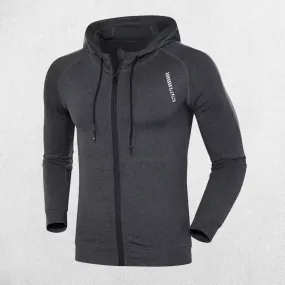 Men’s Slim-Fit Quick-Dry Compression Hoodie for Gym, Running, and Fitness