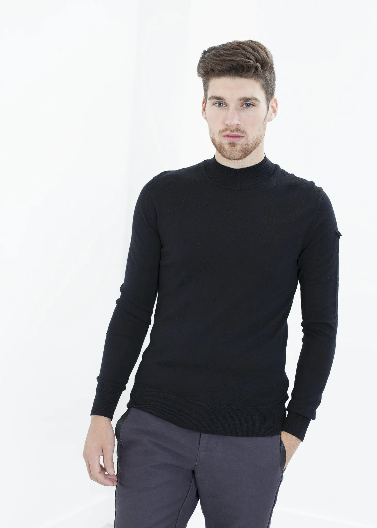 Merino Knit Turtleneck in Black - More Choice