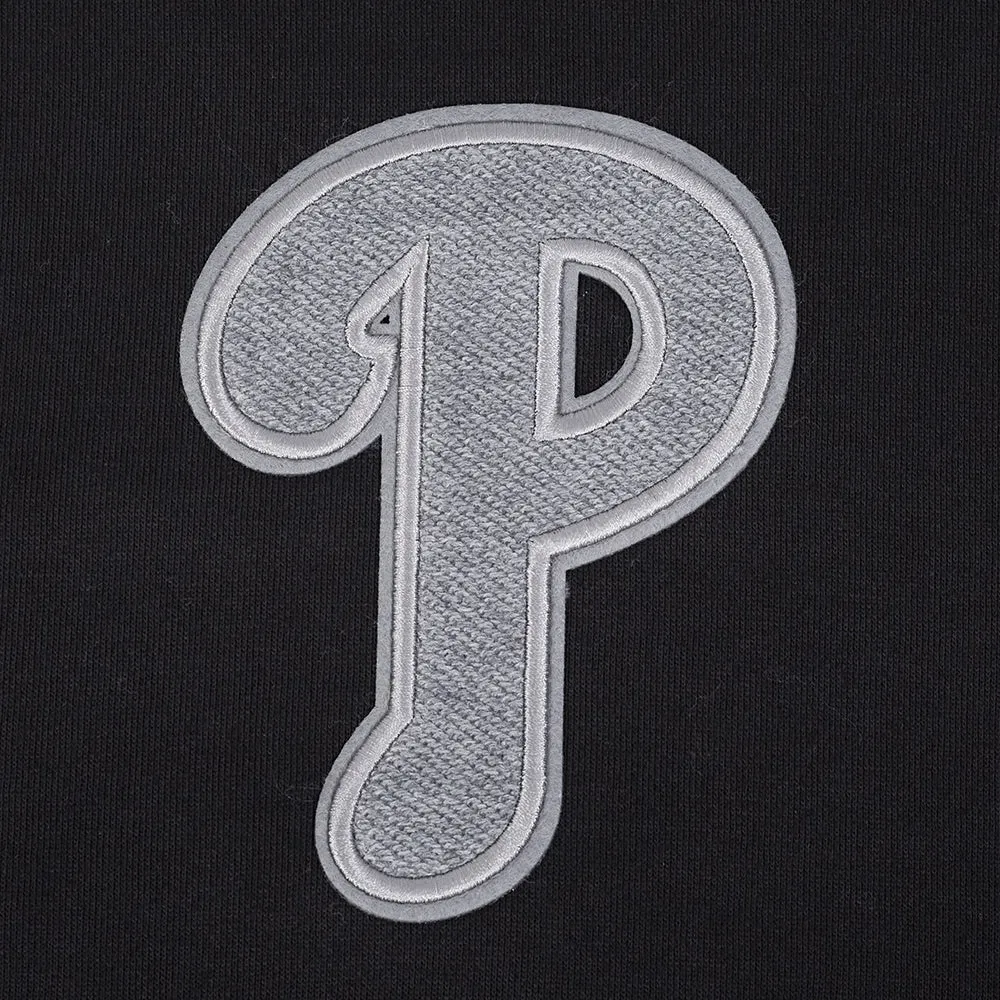 MLB PHILADELPHIA PHILLIES REVERSE FRENCH TERRY MEN'S CB FLC PO HOOD (BLACK/GRAY/EGGSHELL)