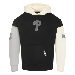 MLB PHILADELPHIA PHILLIES REVERSE FRENCH TERRY MEN'S CB FLC PO HOOD (BLACK/GRAY/EGGSHELL)