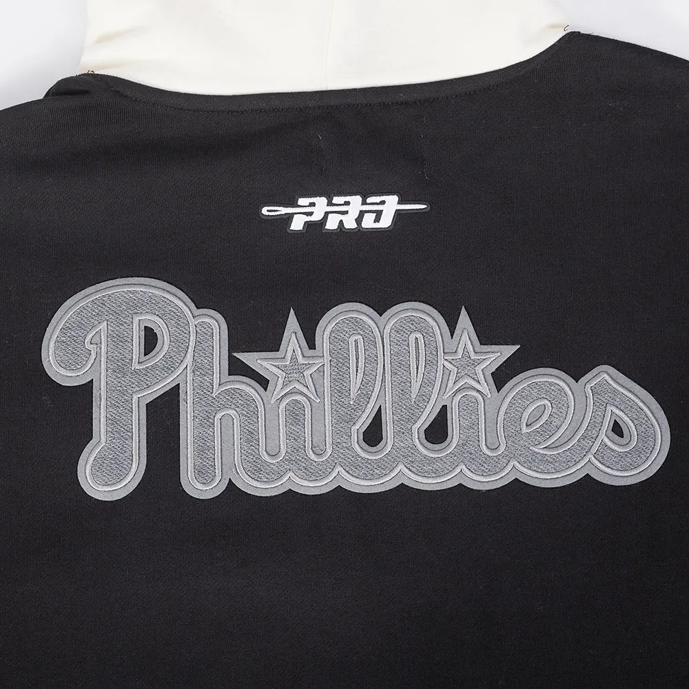 MLB PHILADELPHIA PHILLIES REVERSE FRENCH TERRY MEN'S CB FLC PO HOOD (BLACK/GRAY/EGGSHELL)