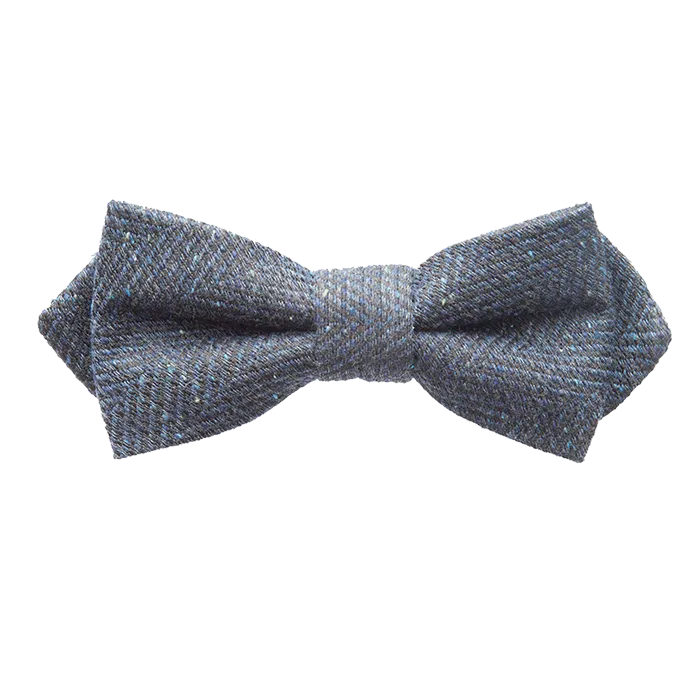 Navy Herringbone Bow Tie