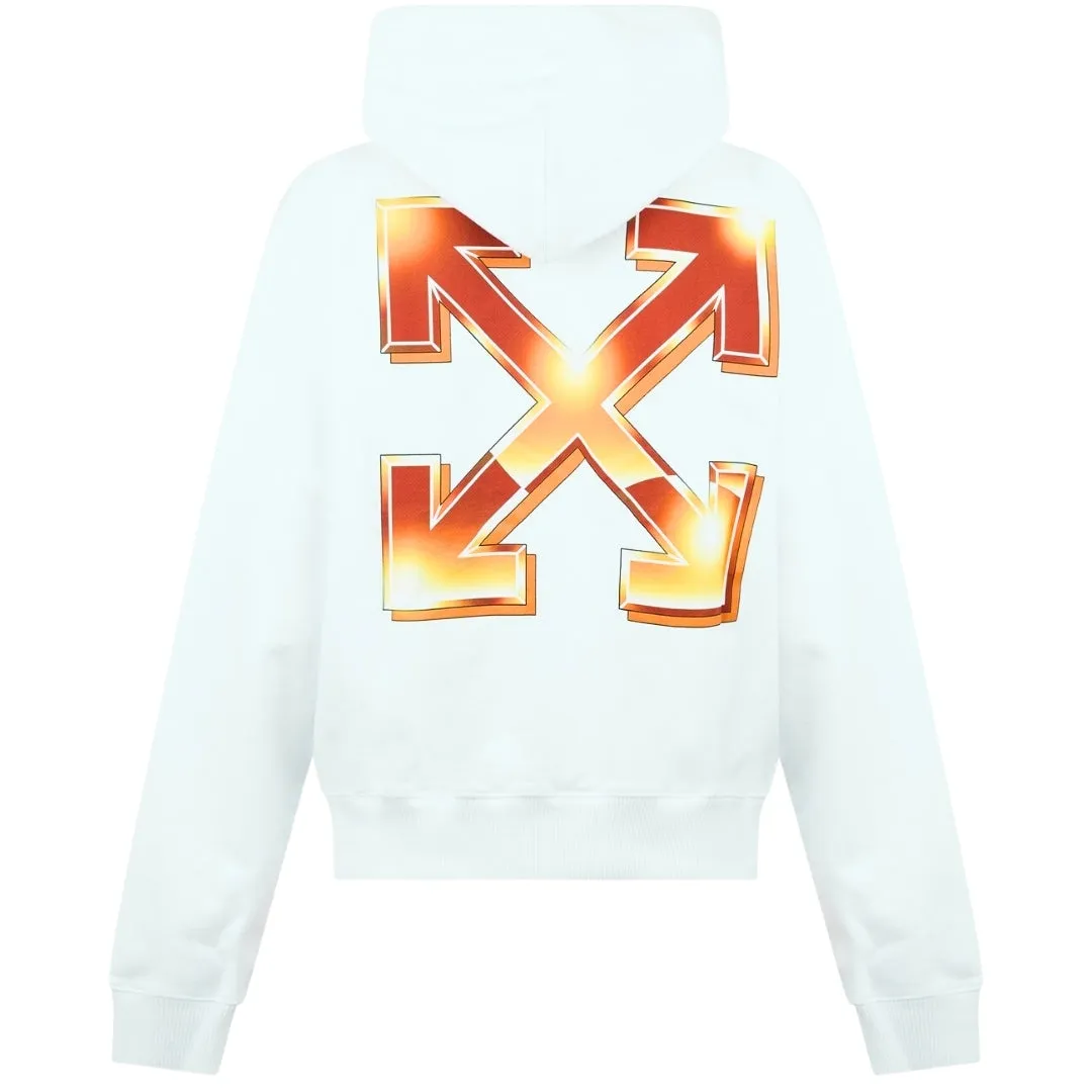 Off-White Orange Metal Arrow Logo Skate White Hoodie