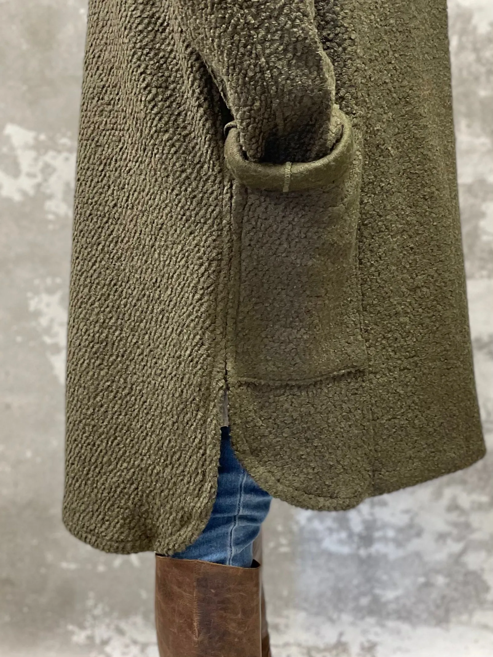 Olive boucle Bramble coat