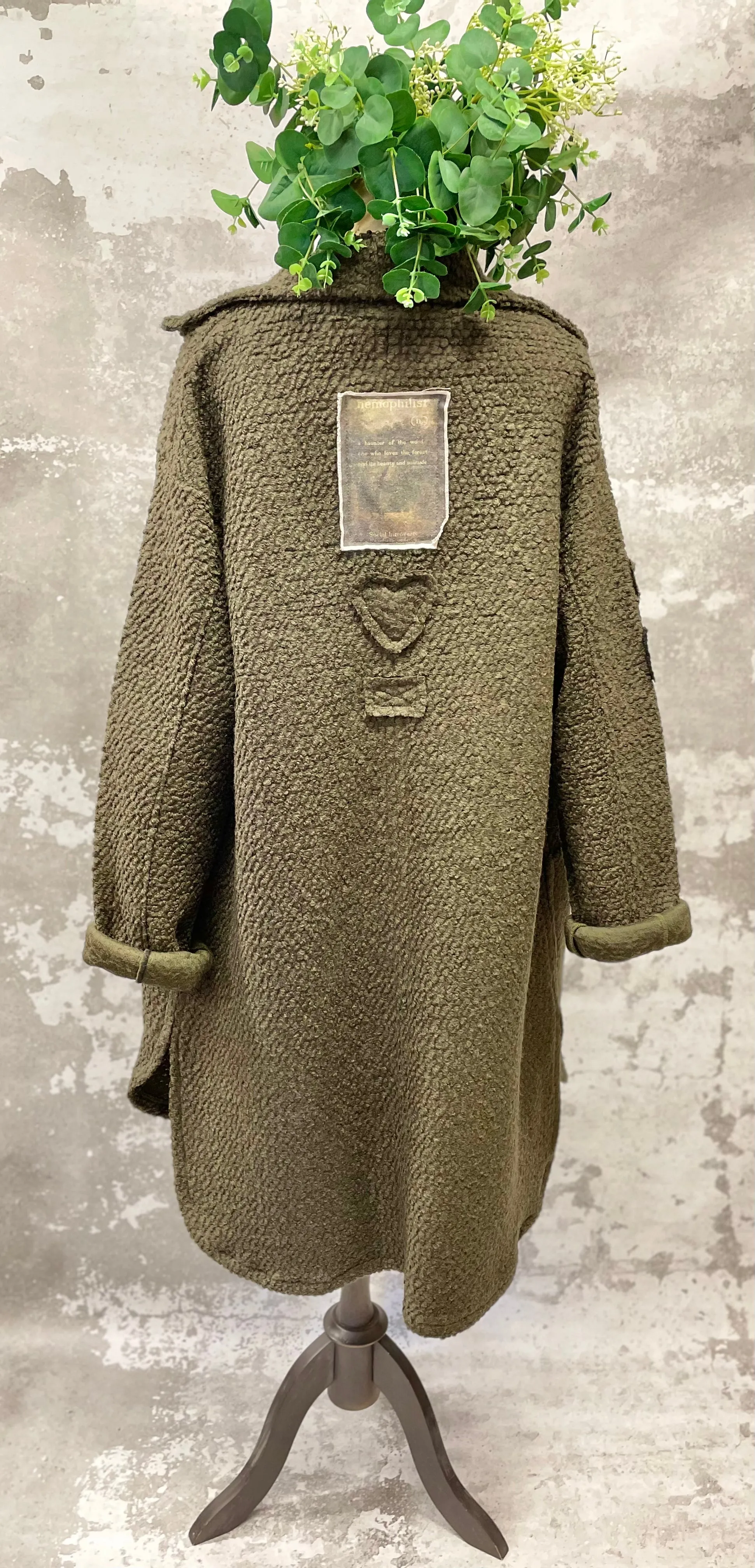 Olive boucle Bramble coat
