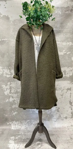 Olive boucle Bramble coat