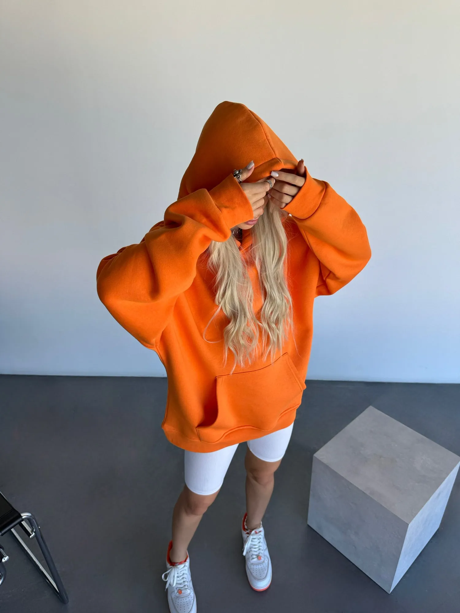 Oversize Basic Hoodie - Orange