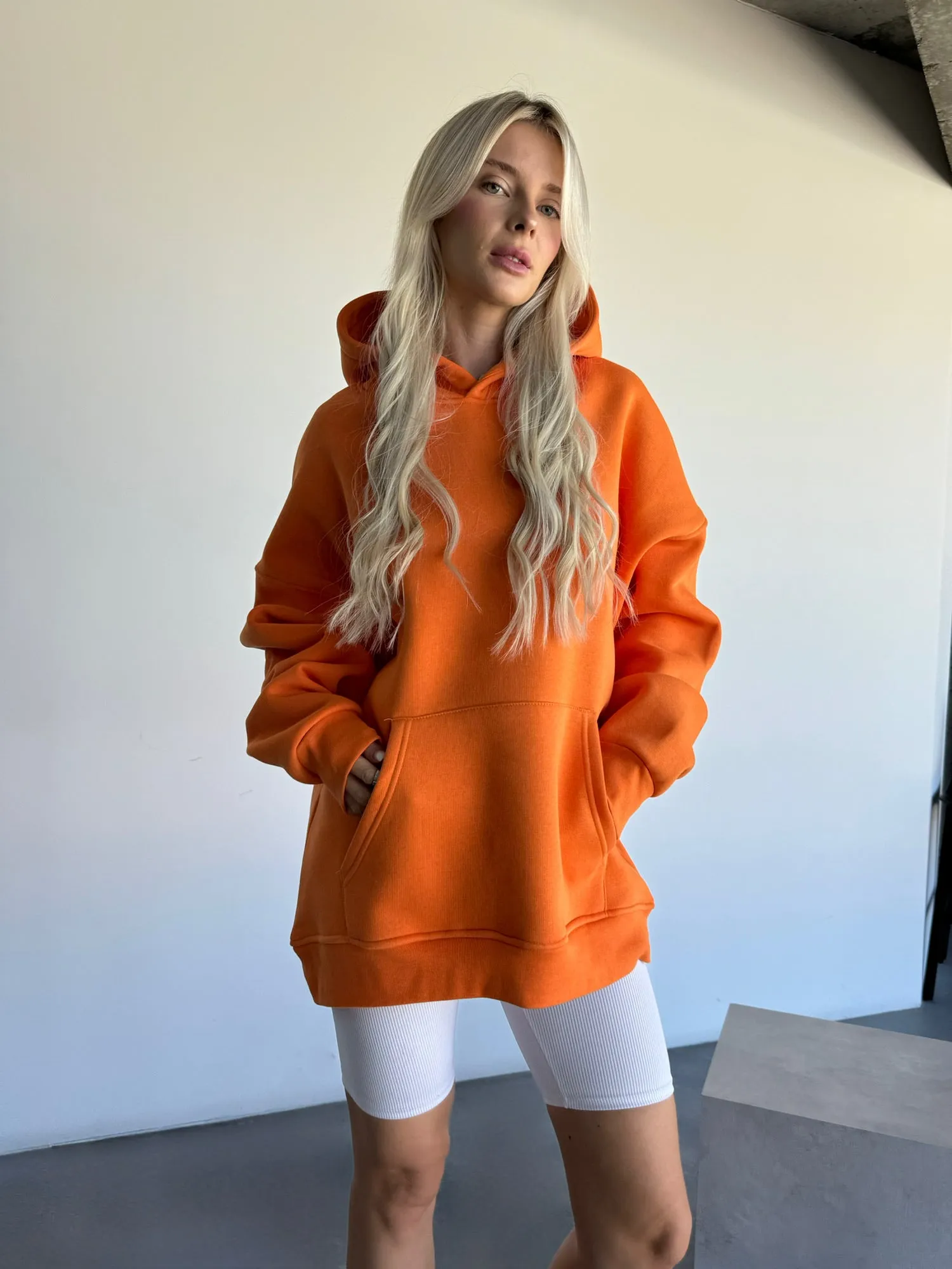 Oversize Basic Hoodie - Orange