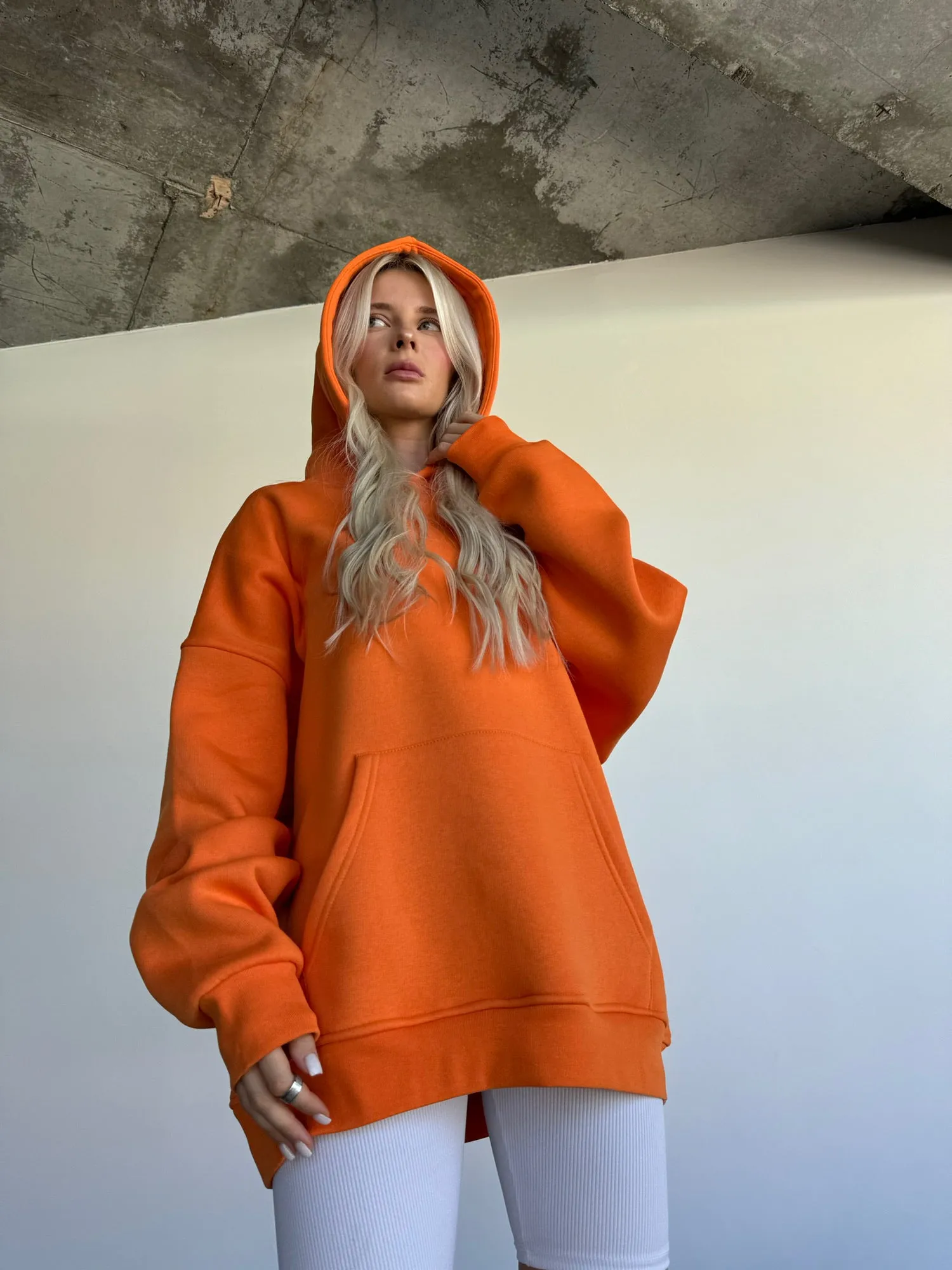 Oversize Basic Hoodie - Orange