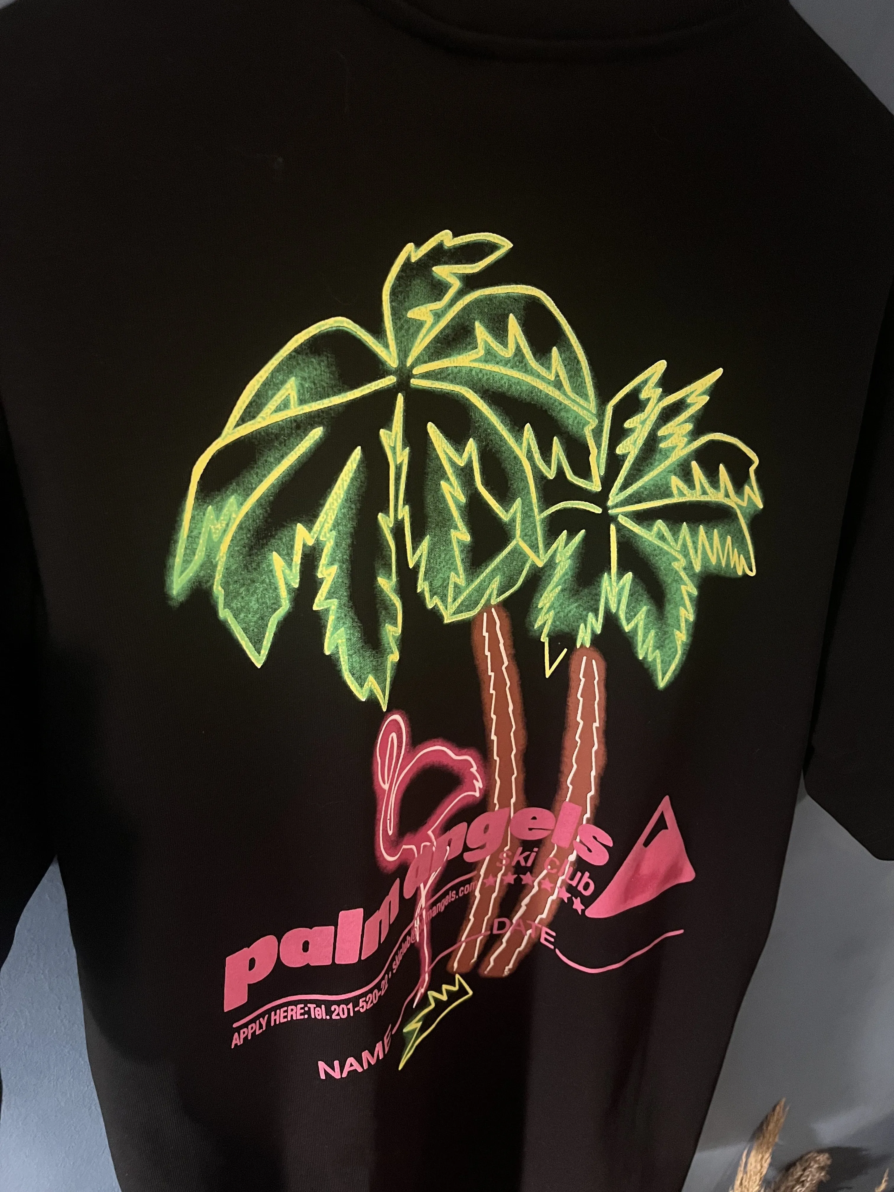Palm Angels "PXP Palm Tree in Neon" T-Shirt Styled in Ecru for Spring&Summer 2023