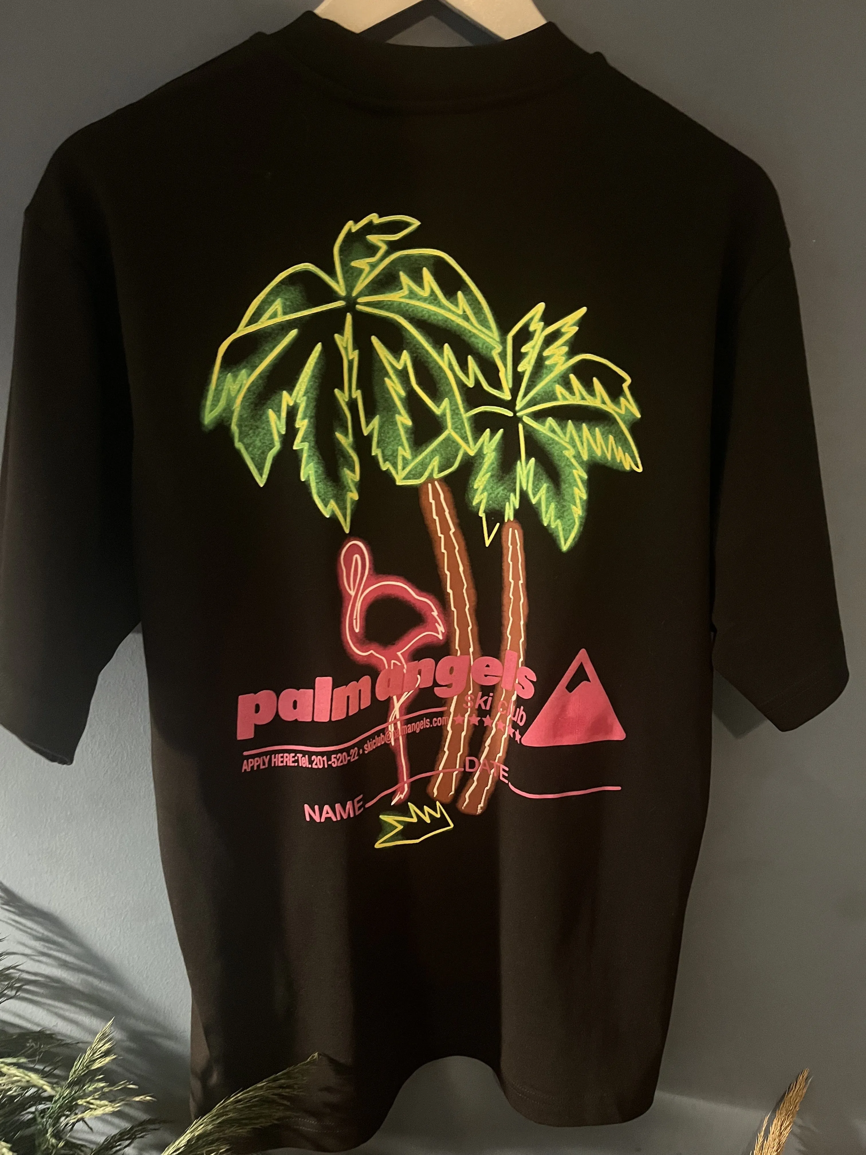 Palm Angels "PXP Palm Tree in Neon" T-Shirt Styled in Ecru for Spring&Summer 2023