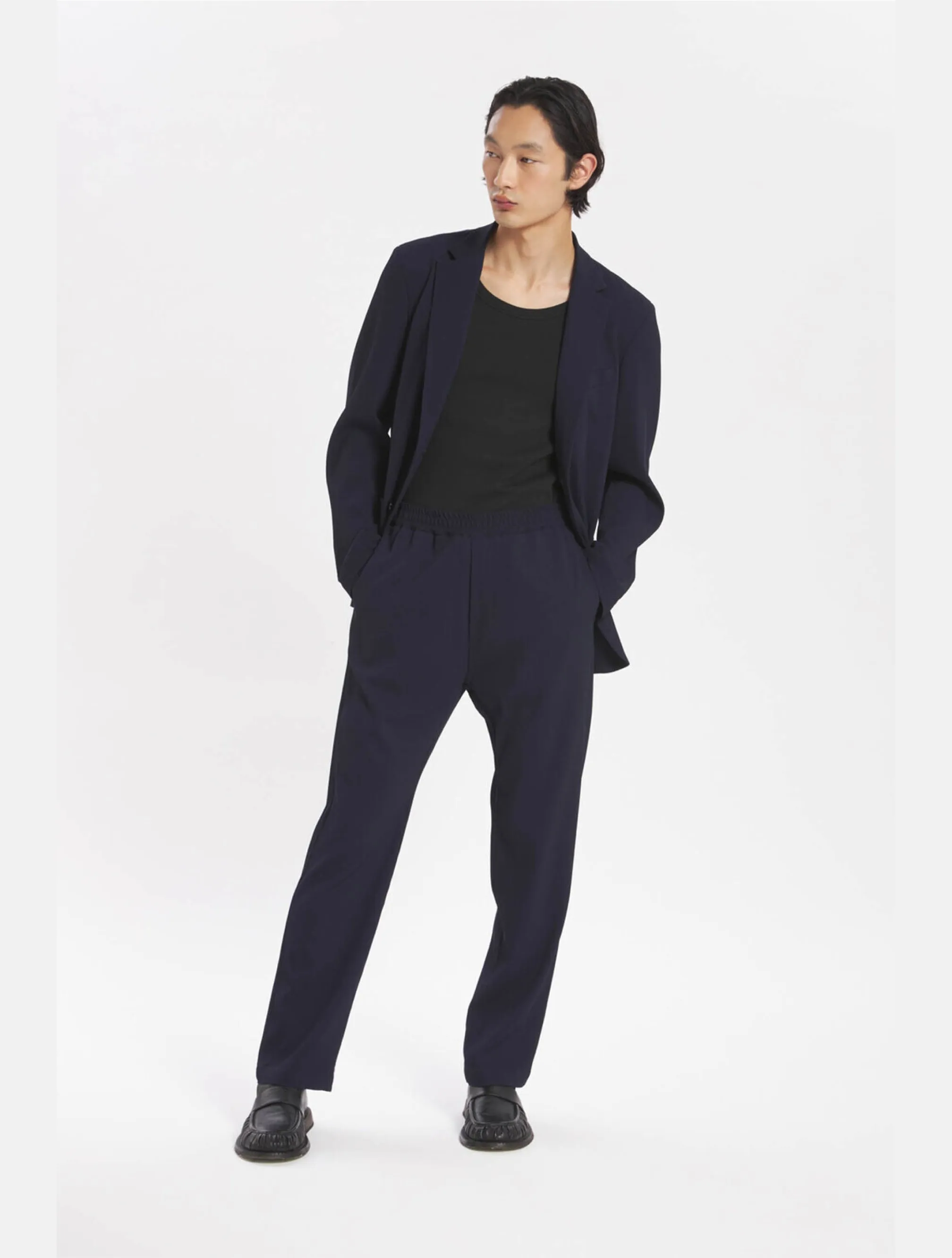 Pantaloni Joggers in Lana Techno Blu