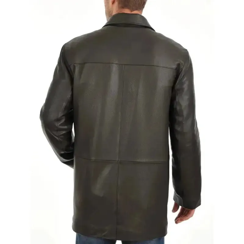 Premium Soft Lambskin Men's Leather Car Coat