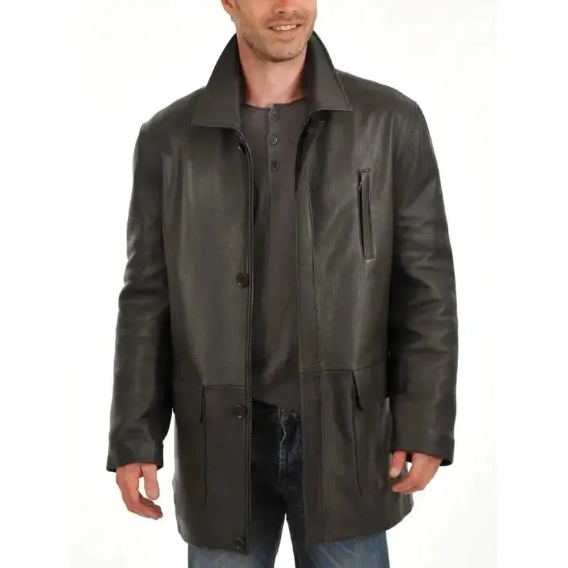 Premium Soft Lambskin Men's Leather Car Coat