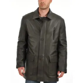 Premium Soft Lambskin Men's Leather Car Coat